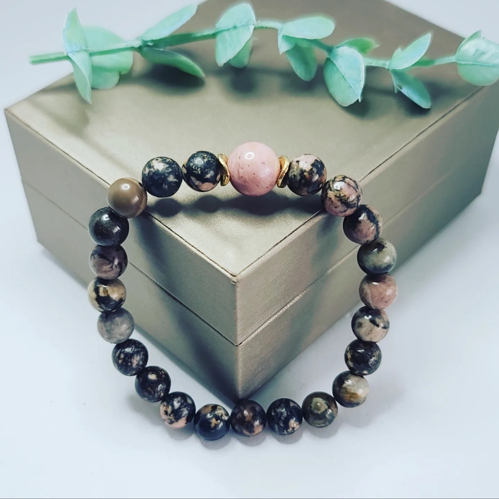 Rhodonite beaded bracelet - Picture 3 of 3